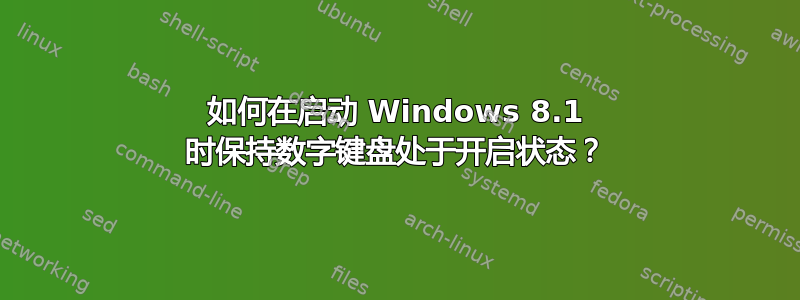 如何在启动 Windows 8.1 时保持数字键盘处于开启状态？