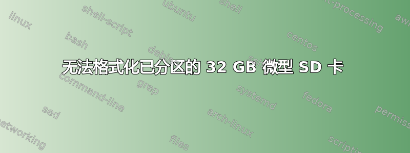 无法格式化已分区的 32 GB 微型 SD 卡