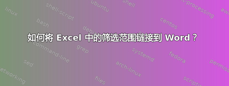 如何将 Excel 中的筛选范围链接到 Word？