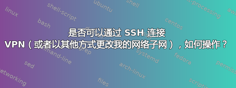 是否可以通过 SSH 连接 VPN（或者以其他方式更改我的网络子网），如何操作？