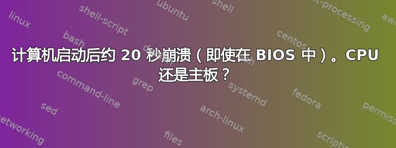 计算机启动后约 20 秒崩溃（即使在 BIOS 中）。CPU 还是主板？