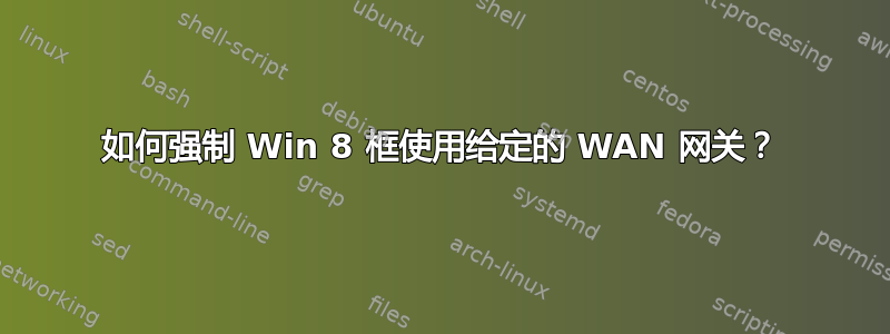 如何强制 Win 8 框使用给定的 WAN 网关？