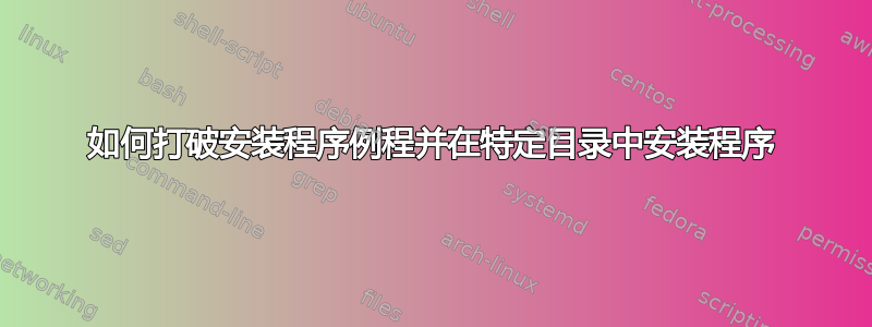 如何打破安装程序例程并在特定目录中安装程序