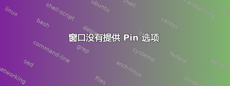 窗口没有提供 Pin 选项