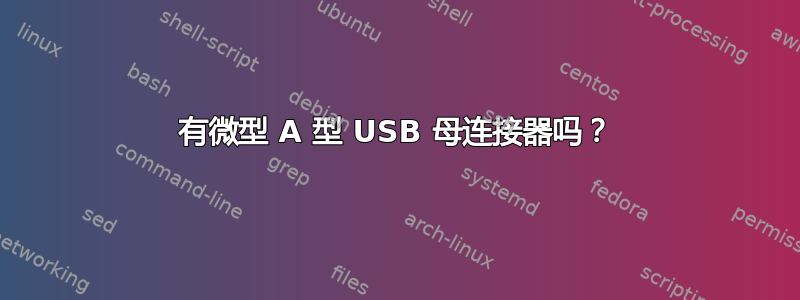 有微型 A 型 USB 母连接器吗？