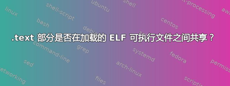 .text 部分是否在加载的 ELF 可执行文件之间共享？