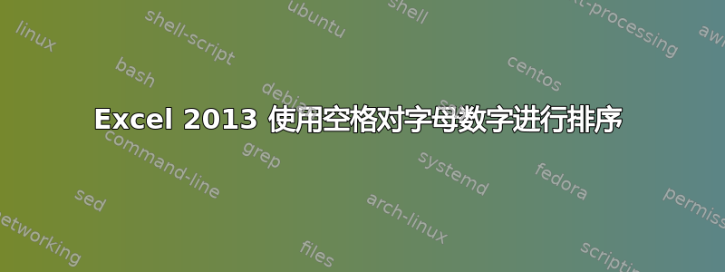 Excel 2013 使用空格对字母数字进行排序