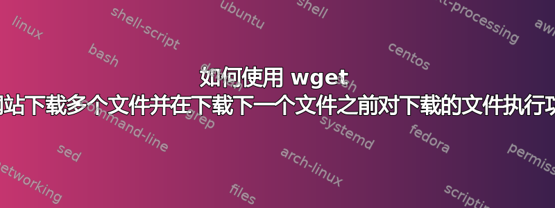 如何使用 wget 从网站下载多个文件并在下载下一个文件之前对下载的文件执行功能