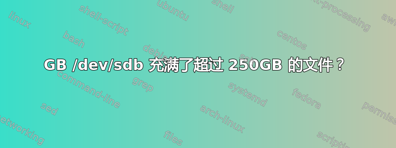 50GB /dev/sdb 充满了超过 250GB 的文件？