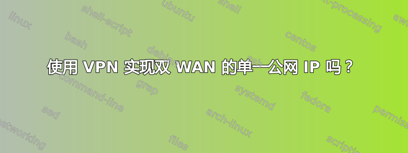 使用 VPN 实现双 WAN 的单一公网 IP 吗？