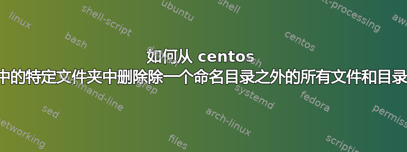 如何从 centos 中的特定文件夹中删除除一个命名目录之外的所有文件和目录