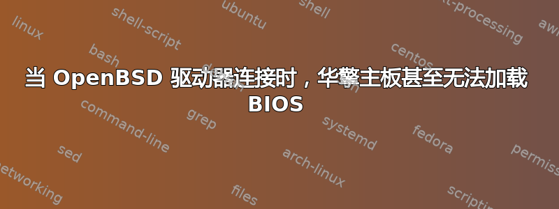 当 OpenBSD 驱动器连接时，华擎主板甚至无法加载 BIOS