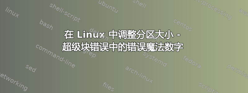 在 Linux 中调整分区大小 - 超级块错误中的错误魔法数字