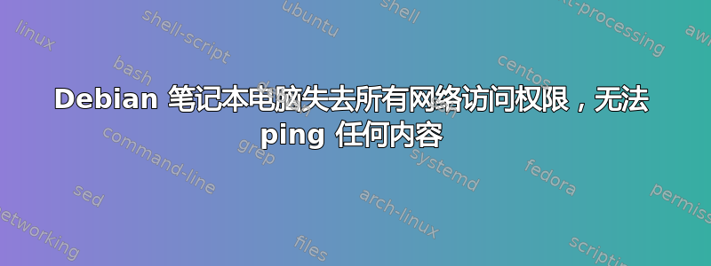 Debian 笔记本电脑失去所有网络访问权限，无法 ping 任何内容