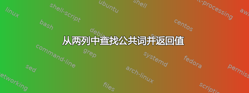 从两列中查找公共词并返回值