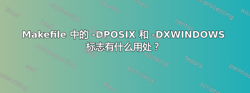 Makefile 中的 -DPOSIX 和 -DXWINDOWS 标志有什么用处？