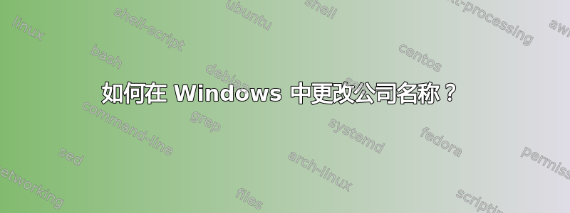 如何在 Windows 中更改公司名称？