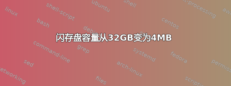 闪存盘容量从32GB变为4MB