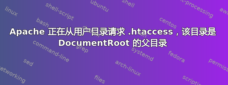 Apache 正在从用户目录请求 .htaccess，该目录是 DocumentRoot 的父目录