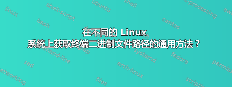 在不同的 Linux 系统上获取终端二进制文件路径的通用方法？