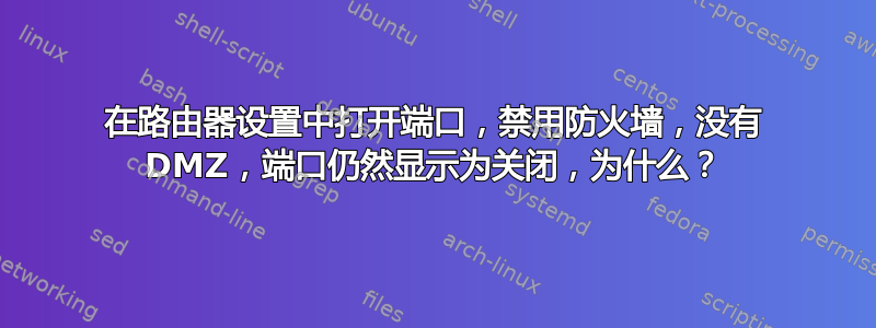 在路由器设置中打开端口，禁用防火墙，没有 DMZ，端口仍然显示为关闭，为什么？