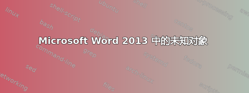 Microsoft Word 2013 中的未知对象