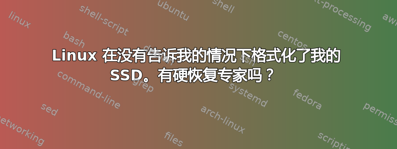 Linux 在没有告诉我的情况下格式化了我的 SSD。有硬恢复专家吗？ 