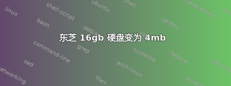 东芝 16gb 硬盘变为 4mb 