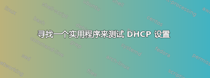 寻找一个实用程序来测试 DHCP 设置