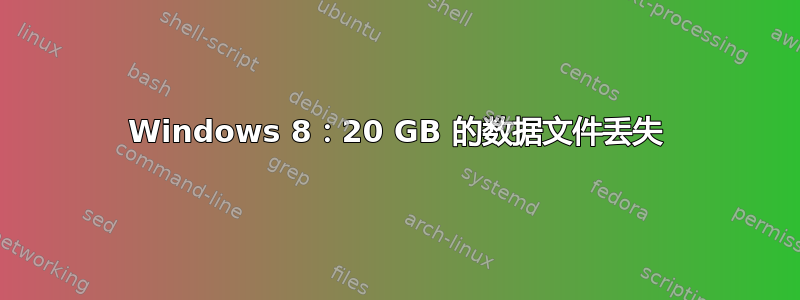 Windows 8：20 GB 的数据文件丢失