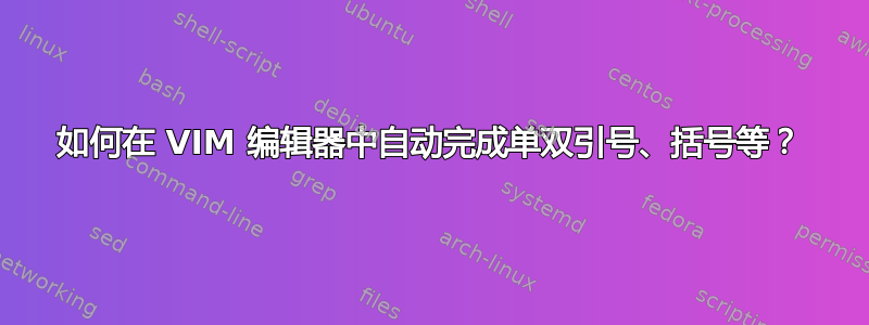 如何在 VIM 编辑器中自动完成单双引号、括号等？