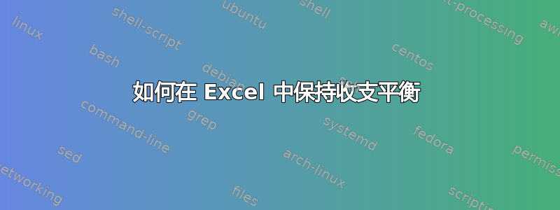 如何在 Excel 中保持收支平衡