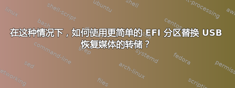 在这种情况下，如何使用更简单的 EFI 分区替换 USB 恢复媒体的转储？