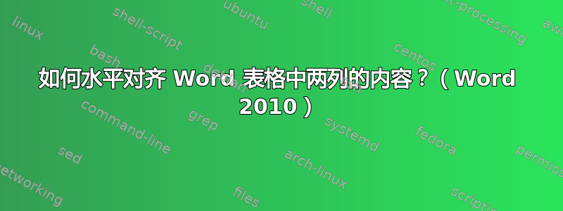 如何水平对齐 Word 表格中两列的内容？（Word 2010）