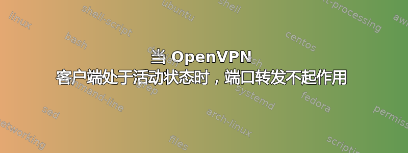 当 OpenVPN 客户端处于活动状态时，端口转发不起作用