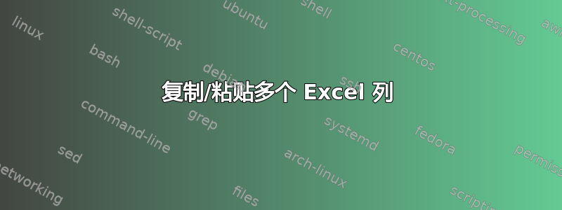 复制/粘贴多个 Excel 列