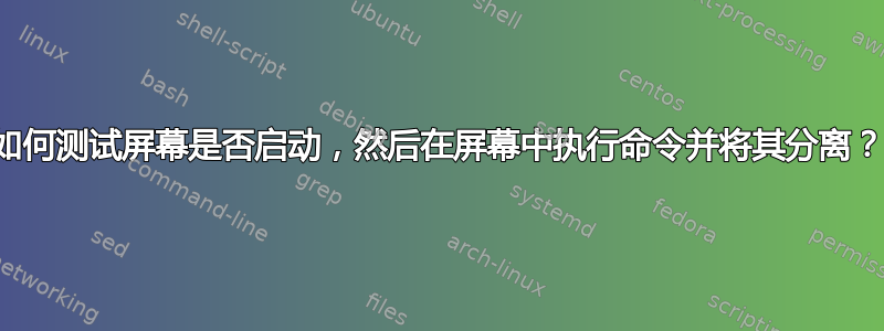 如何测试屏幕是否启动，然后在屏幕中执行命令并将其分离？