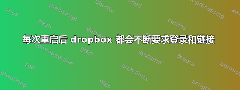 每次重启后 dropbox 都会不断要求登录和链接