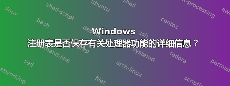 Windows 注册表是否保存有关处理器功能的详细信息？