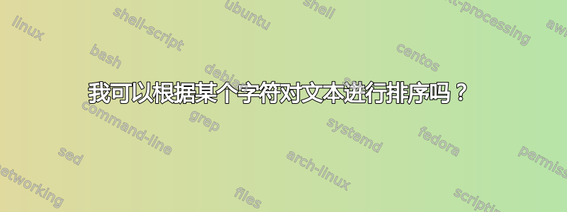 我可以根据某个字符对文本进行排序吗？