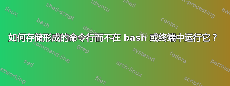 如何存储形成的命令行而不在 bash 或终端中运行它？