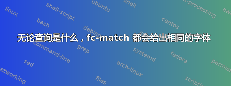 无论查询是什么，fc-match 都会给出相同的字体