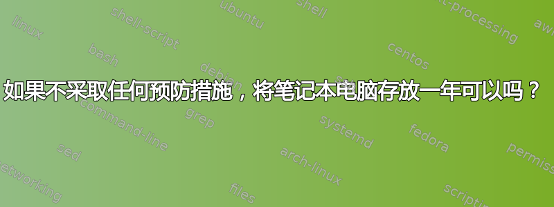 如果不采取任何预防措施，将笔记本电脑存放一年可以吗？