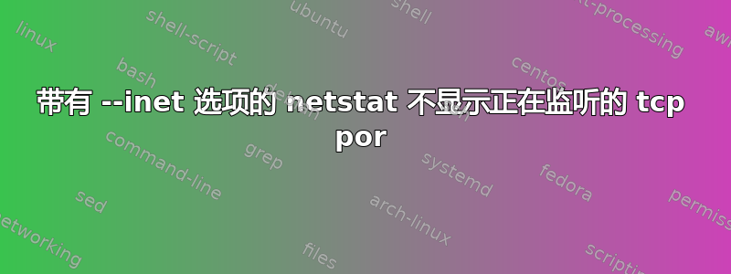 带有 --inet 选项的 netstat 不显示正在监听的 tcp por