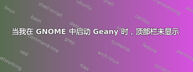 当我在 GNOME 中启动 Geany 时，顶部栏未显示