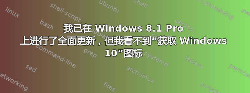 我已在 Windows 8.1 Pro 上进行了全面更新，但我看不到“获取 Windows 10”图标