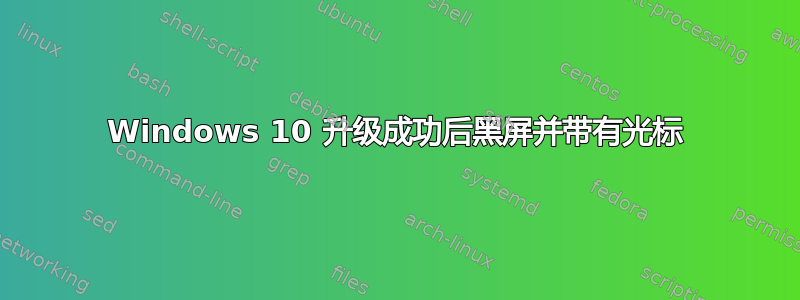 Windows 10 升级成功后黑屏并带有光标