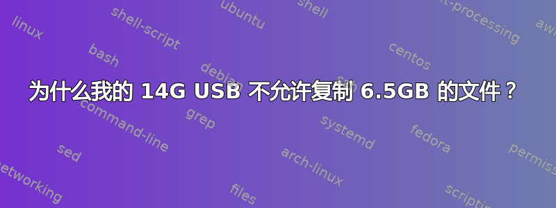 为什么我的 14G USB 不允许复制 6.5GB 的文件？