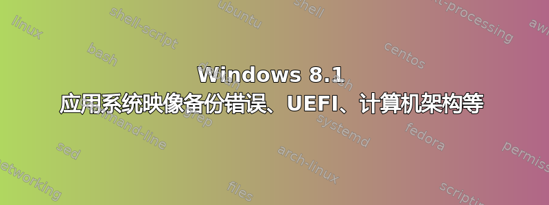 Windows 8.1 应用系统映像备份错误、UEFI、计算机架构等