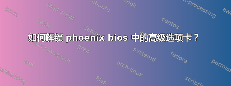 如何解锁 phoenix bios 中的高级选项卡？